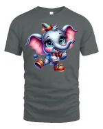 Cute Baby Elephant Party Time Tee - gray t-shirt on white background