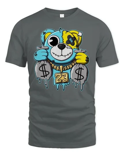 Streetwear Money Bear T-shirt - gray t-shirt on white background