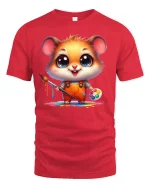 Cute Painter Hamster Artist Tee - red t-shirt on white background