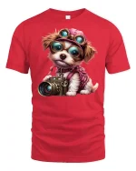 Cute Photographer Dog Camera Tee - red t-shirt on white background