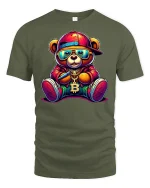 Bitcoin Hip Hop Bear Tee - military green t-shirt on white background
