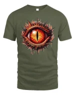 Fiery Dragon Eye Gothic Tee - military green t-shirt on white background