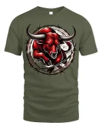 Charging Red Bull T-shirt - military green t-shirt on white background