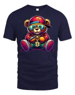 Bitcoin Hip Hop Bear Tee - navy t-shirt on white background