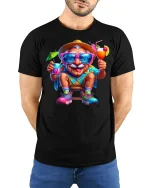 Funny Grandpa Vacation T-shirt - model with hands behind back, wearing Black T-shirt and blue jeans