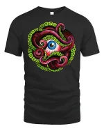 Octopus Eye T-shirt - black t-shirt on white background