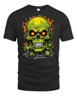 Toxic Green Skull T-shirt - black t-shirt on white background