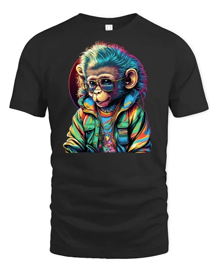 Cool Monkey Graphic Tee - black t-shirt on white background