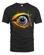 Abstract Color Splash Eye Art T-shirt - black t-shirt on white background