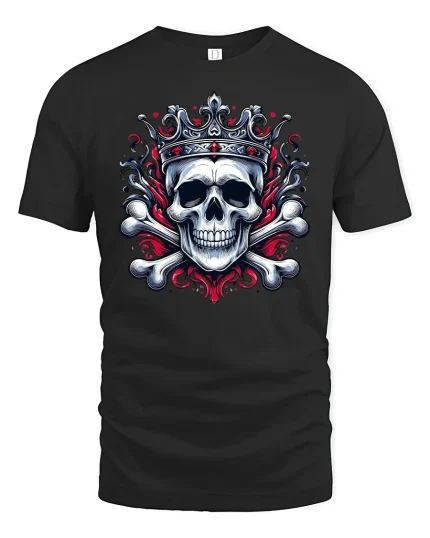 Gothic Skull Crown Tee - black t-shirt on white background