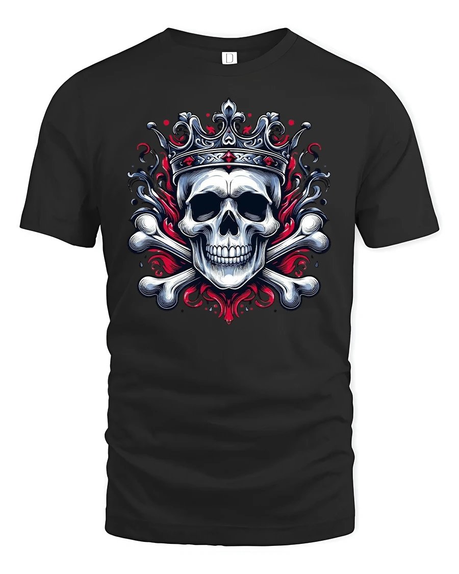 Gothic Skull Crown Tee - 1 Gothic Skull Crown Tee - black t-shirt on white background