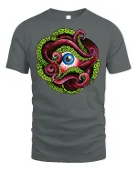 Octopus Eye T-shirt - gray t-shirt on white background