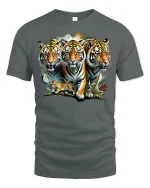 Wild Tiger Family T-shirt - gray t-shirt on white background