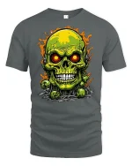 Toxic Green Skull T-shirt - gray t-shirt on white background