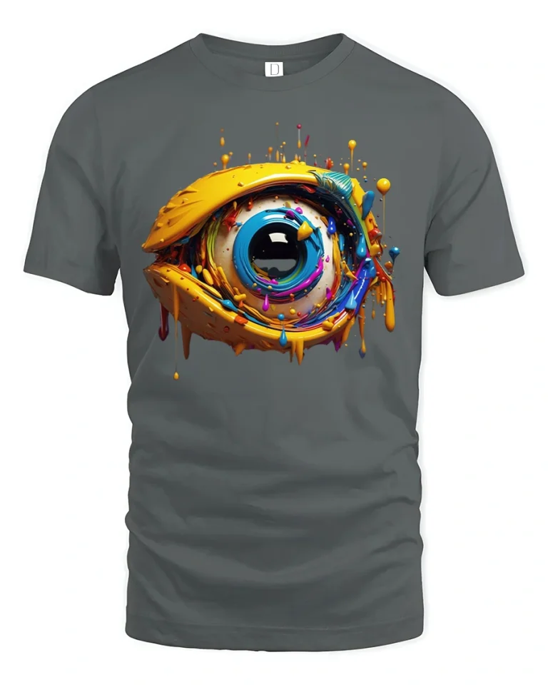 Abstract Color Splash Eye Art T-shirt - gray t-shirt on white background