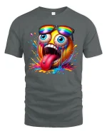 Crazy Emoji Splash Tee - gray t-shirt on white background