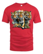 Wild Tiger Family T-shirt - red t-shirt on white background