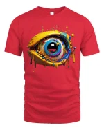 Abstract Color Splash Eye Art T-shirt - red t-shirt on white background