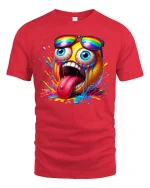 Crazy Emoji Splash Tee - red t-shirt on white background