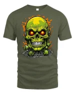 Toxic Green Skull T-shirt - military green t-shirt on white background