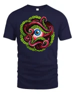 Octopus Eye T-shirt - navy t-shirt on white background