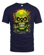 Toxic Green Skull T-shirt - navy t-shirt on white background