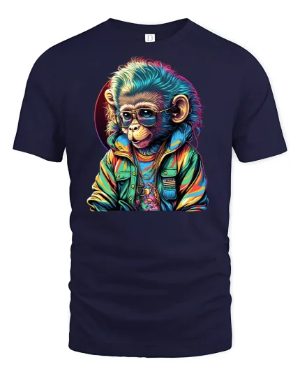 Cool Monkey Graphic Tee - navy t-shirt on white background