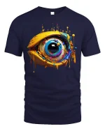 Abstract Color Splash Eye Art T-shirt - navy t-shirt on white background