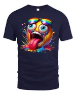 Crazy Emoji Splash Tee - navy t-shirt on white background