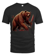 Savage Bear Warrior Blood Blade T-Shirt - black t-shirt on white background