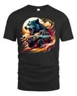Wolf Power Off-Road Truck Fire Ride T-Shirt - black t-shirt on white background