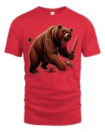 Savage Bear Warrior Blood Blade T-Shirt - red t-shirt on white background