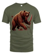 Savage Bear Warrior Blood Blade T-Shirt - military green t-shirt on white background