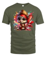 Cute Pirate Mouse Adventure T-Shirt - military green t-shirt on white background