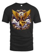 Golden Archangel Warrior Heaven Guardian T-Shirt - black t-shirt on white background