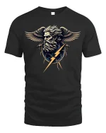 Zeus Lightning God Mythology Art Graphic T-Shirt - black t-shirt on white background