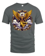 Golden Archangel Warrior Heaven Guardian T-Shirt - gray t-shirt on white background