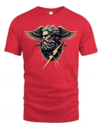Zeus Lightning God Mythology Art Graphic T-Shirt - red t-shirt on white background