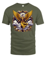 Golden Archangel Warrior Heaven Guardian T-Shirt - military green t-shirt on white background