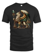 Golden Griffin T-Shirt - Mythic Guardian Art Tee - black t-shirt on white background