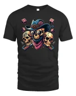 Wild West Skull T-Shirt - Cowboy Dice Art Tee - black t-shirt on white background