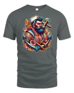 Old Sailor Anchor T-Shirt - Nautical Tattoo Art Tee - gray t-shirt on white background