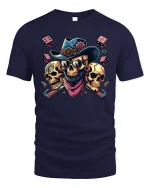 Wild West Skull T-Shirt - Cowboy Dice Art Tee - navy t-shirt on white background