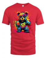 Lion Family T-Shirt - Majestic Safari Sunset Art Tee - red t-shirt on white background