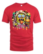 Skater Giraffe T-Shirt - Funny Cool Animal Style Tee - red t-shirt on white background