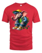 Rainbow Fox T-Shirt - Cute Colorful Animal Art Tee - red t-shirt on white background