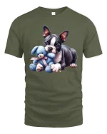 Cute Puppy T-Shirt - Adorable Dog Lover Gift Tee - military green t-shirt on white background