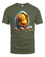 Cool Hedgehog T-Shirt - Funny Colorful Style Tee - military green t-shirt on white background