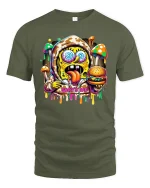 Skater Giraffe T-Shirt - Funny Cool Animal Style Tee - military green t-shirt on white background