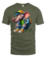 Rainbow Fox T-Shirt - Cute Colorful Animal Art Tee - military green t-shirt on white background